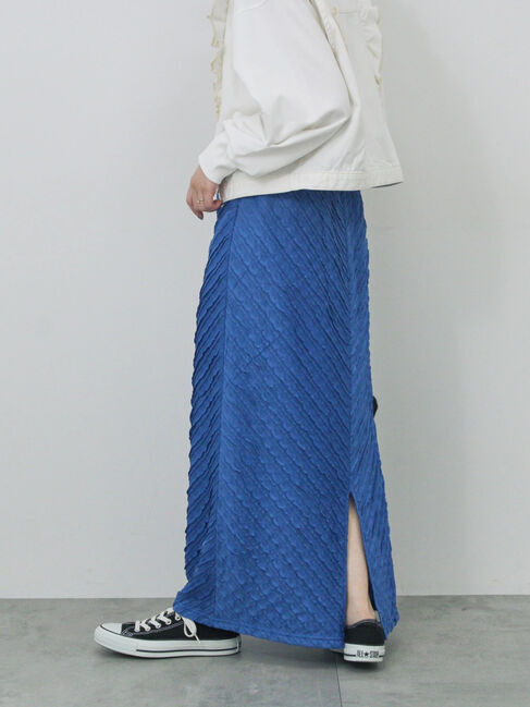 Samansa Mos2 blue「バイアスフリルカットスカート」|スカート|