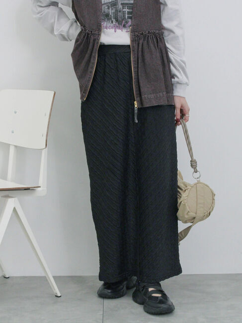 Samansa Mos2 blue「バイアスフリルカットスカート」|スカート|