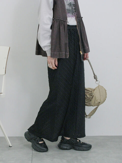 Samansa Mos2 blue「バイアスフリルカットスカート」|スカート|