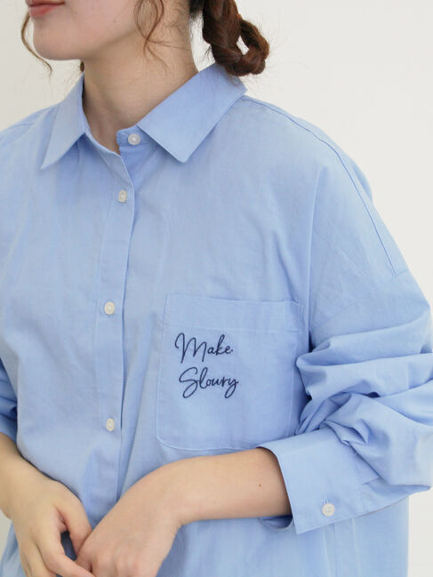 Samansa Mos2「ルーズシルエットシャツ」|シャツ・ブラウス|ブルー