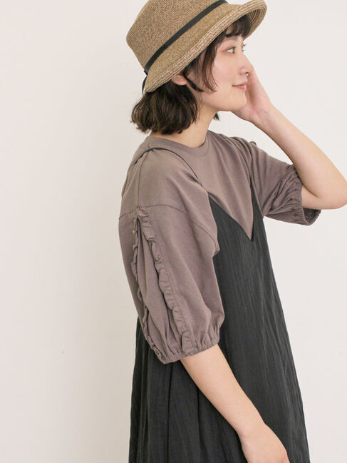 Samansa Mos2「袖タテフリルTシャツ」|Tシャツ・カットソー|