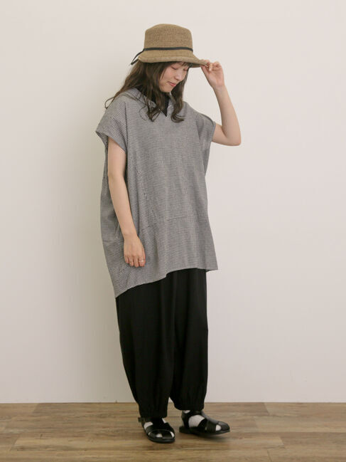 Samansa Mos2「【クールコットン】柄アソートフレンチスリーブチュニック」|シャツ・ブラウス|