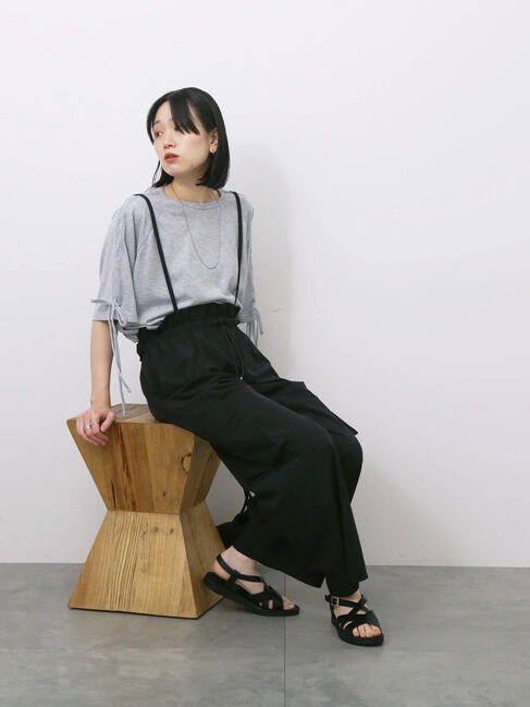 Samansa Mos2 blue「◎【接触冷感】ベロアラインリボンTシャツ」|Tシャツ・カットソー|