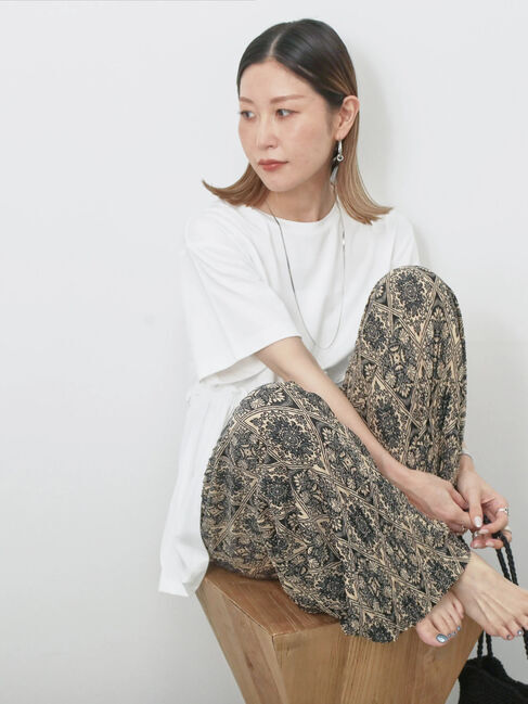 Samansa Mos2 blue「フリルチュニック」|Tシャツ・カットソー|