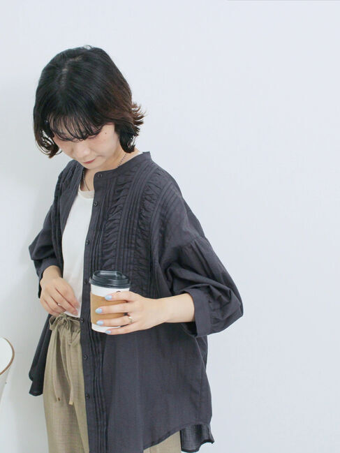 Samansa Mos2 blue「ピンタックブラウス」|シャツ・ブラウス|