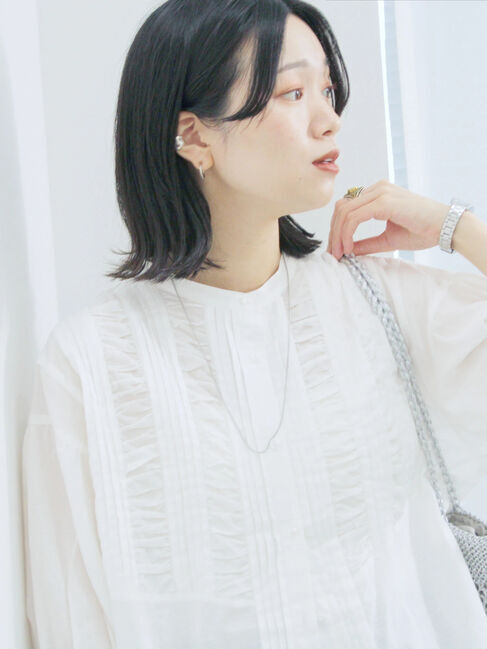 Samansa Mos2 blue「ピンタックブラウス」|シャツ・ブラウス|