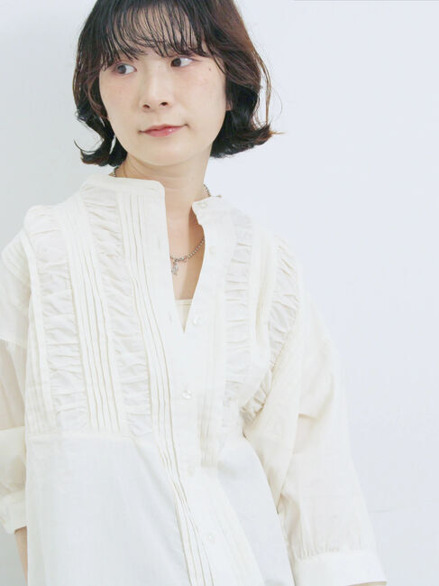 Samansa Mos2 blue「ピンタックブラウス」|シャツ・ブラウス|