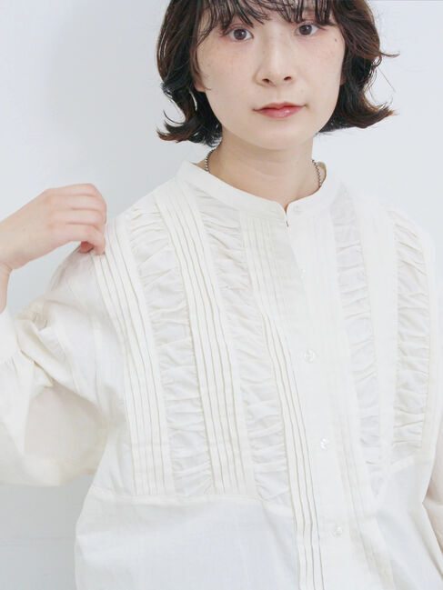 Samansa Mos2 blue「ピンタックブラウス」|シャツ・ブラウス|