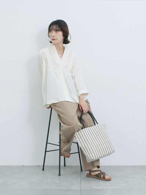 Samansa Mos2 blue「ピンタックブラウス」|シャツ・ブラウス|