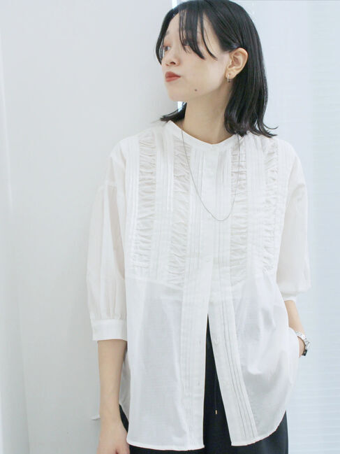 Samansa Mos2 blue「ピンタックブラウス」|シャツ・ブラウス|