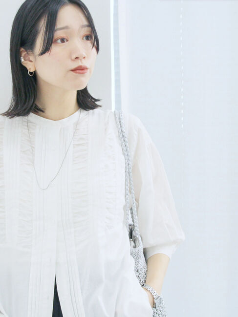 Samansa Mos2 blue「ピンタックブラウス」|シャツ・ブラウス|