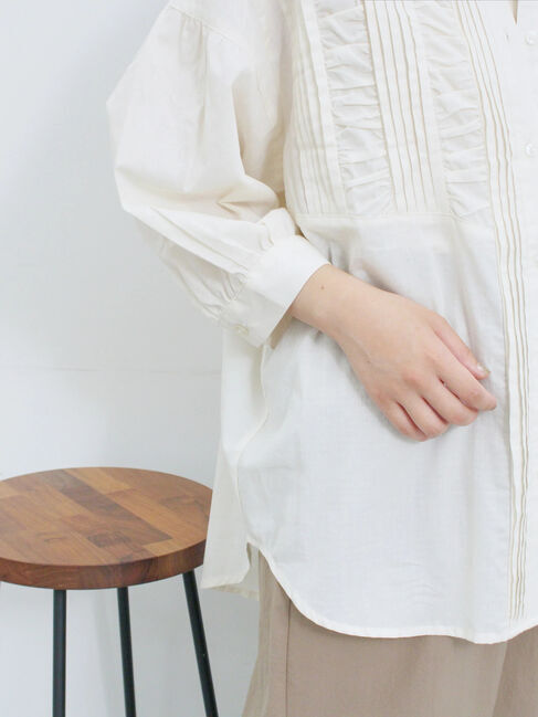 Samansa Mos2 blue「ピンタックブラウス」|シャツ・ブラウス|