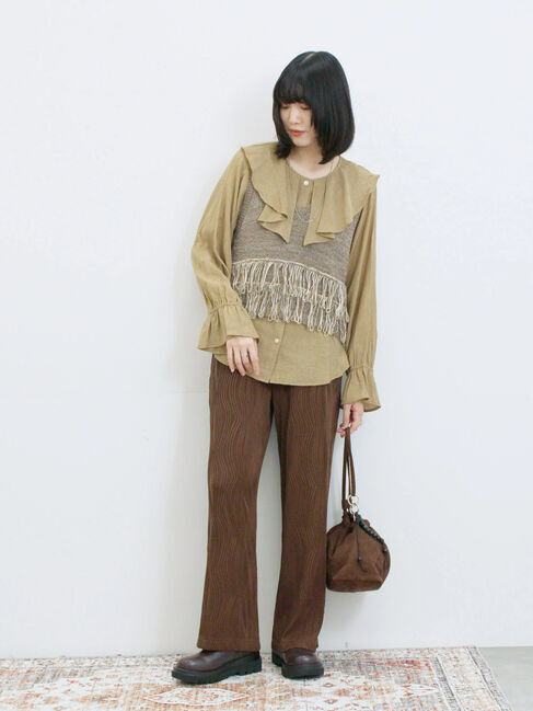 Samansa Mos2 blue「ウェーブカットパンツ」|その他|