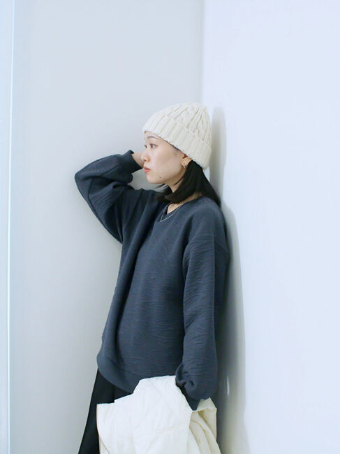 Samansa Mos2 blue「ジャガードダンボールプルオーバー」|Tシャツ・カットソー|