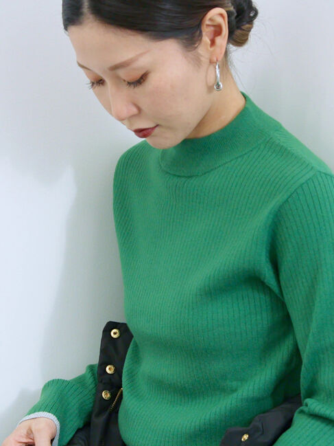 Samansa Mos2 blue「【Hug knit】リブハイネックプルオーバー」|ニット・セーター|