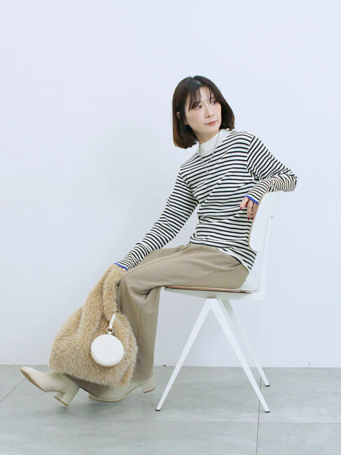Samansa Mos2 blue「【Hug knit】リブハイネックプルオーバー」|ニット・セーター|