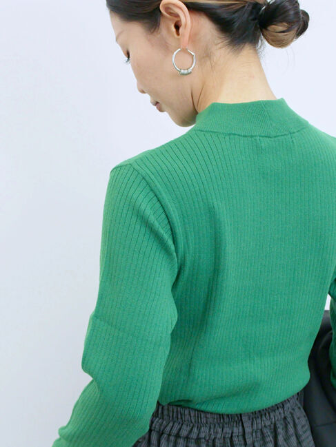 Samansa Mos2 blue「【Hug knit】リブハイネックプルオーバー」|ニット・セーター|