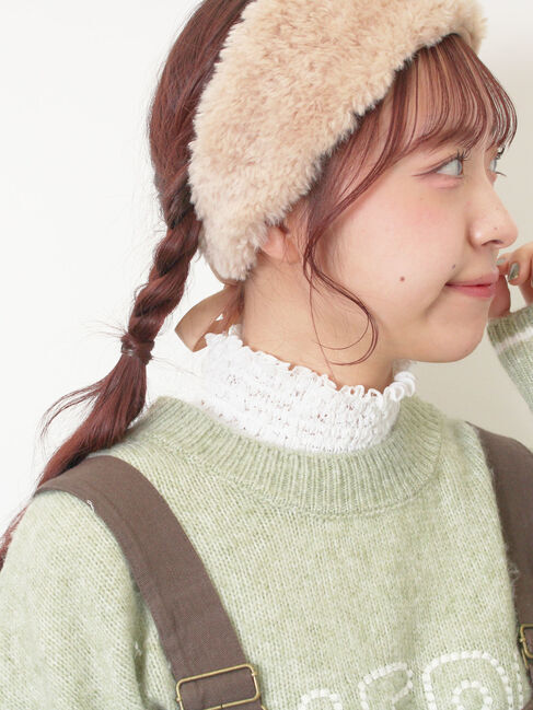 Samansa Mos2「【吸湿発熱】襟レースシャーリングカットソー」|Tシャツ・カットソー|