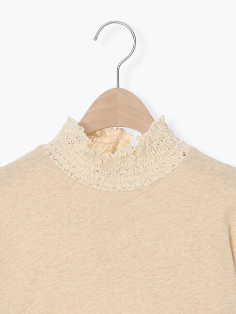 Samansa Mos2「【吸湿発熱】襟レースシャーリングカットソー」|Tシャツ・カットソー|