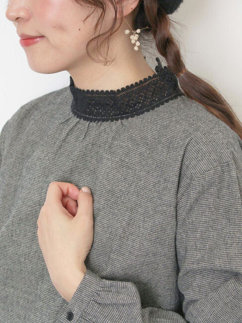 Samansa Mos2「【保温加工】襟レースブラウス」|シャツ・ブラウス|