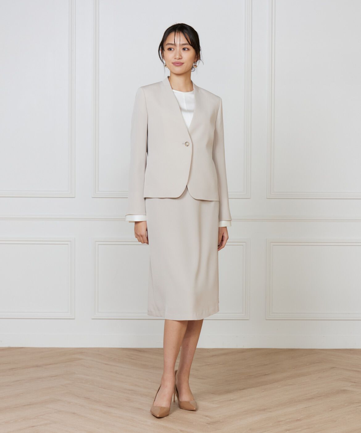 INED「カラーレスジャケット」|ノーカラージャケット|