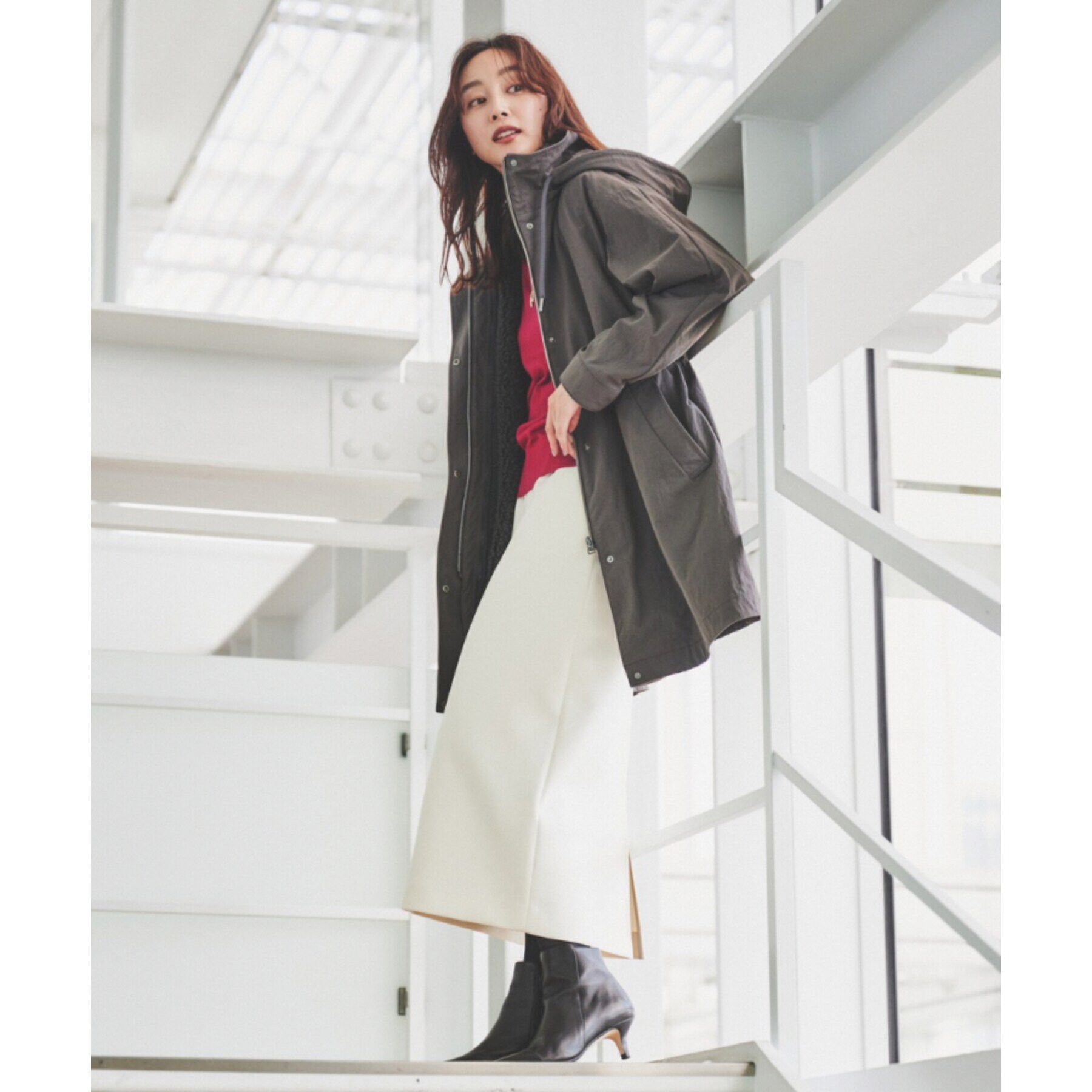 UNTITLED「【フード取り外し可/ロング丈】ボアライナー付きコート」|ミリタリー・モッズコート|