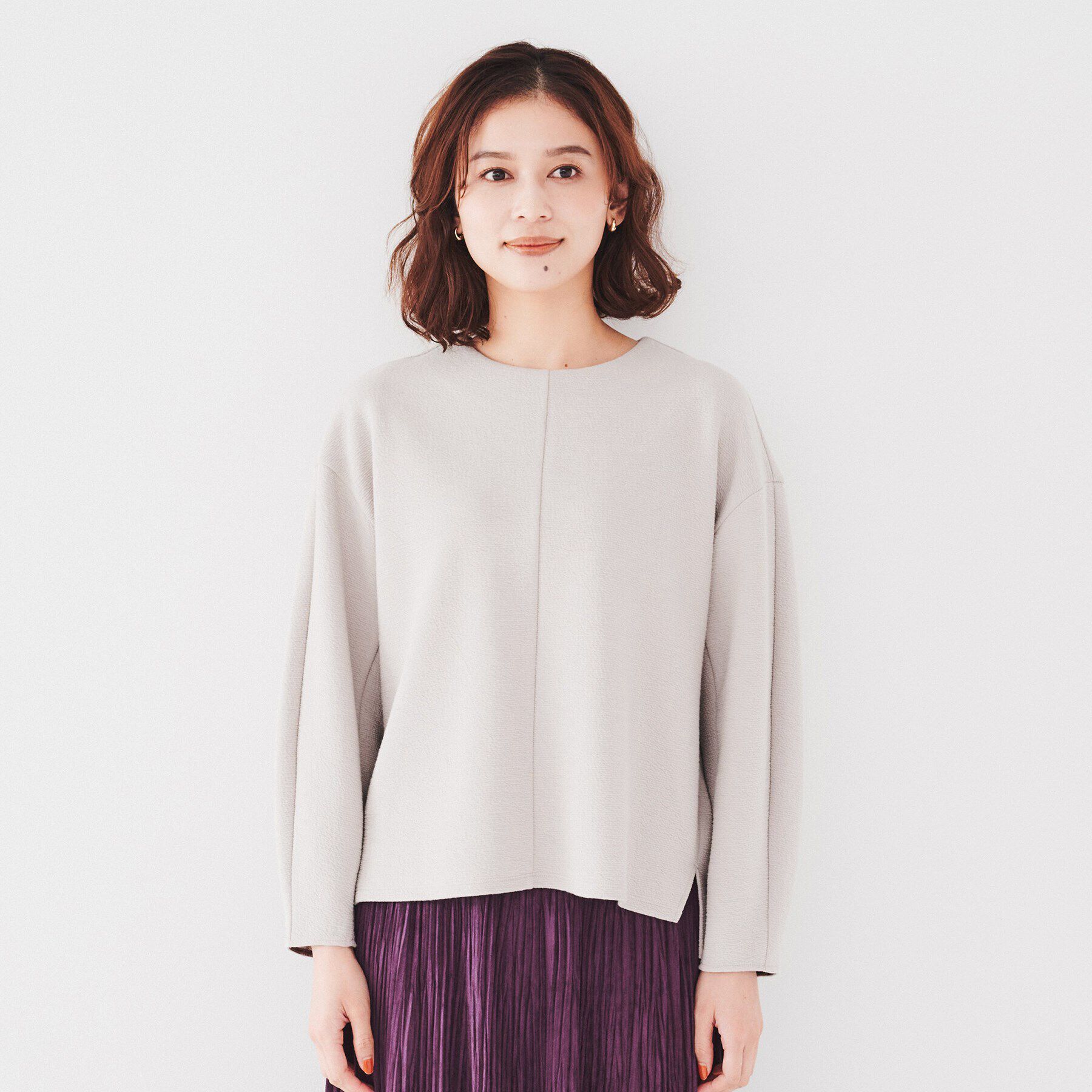 UNTITLED「【洗える】ウェーブ調ジャージトップス」|Tシャツ・カットソー|