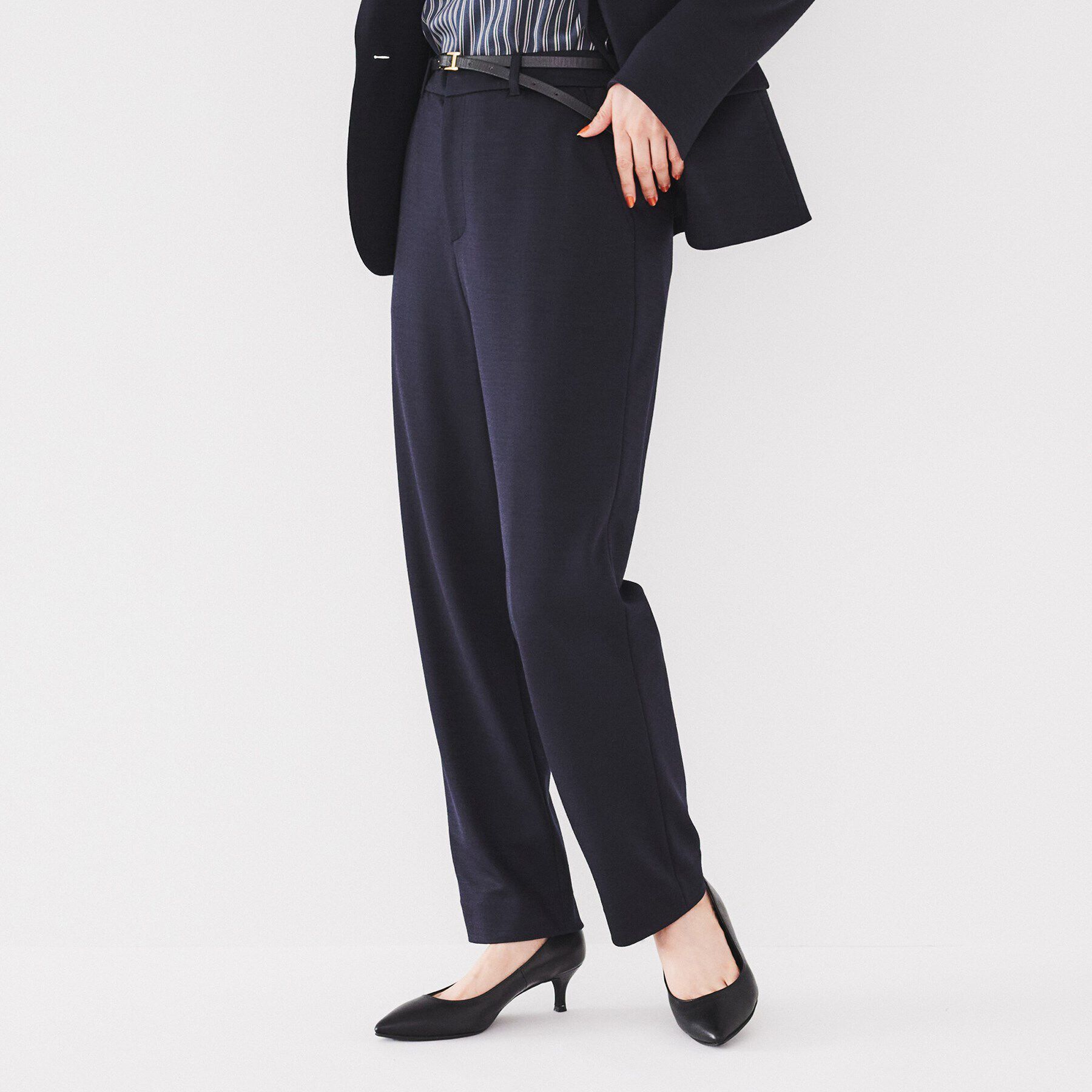 UNTITLED「【通勤スーツ】ウール混ジャージ テーパードパンツ」|その他|ネイビー(694)