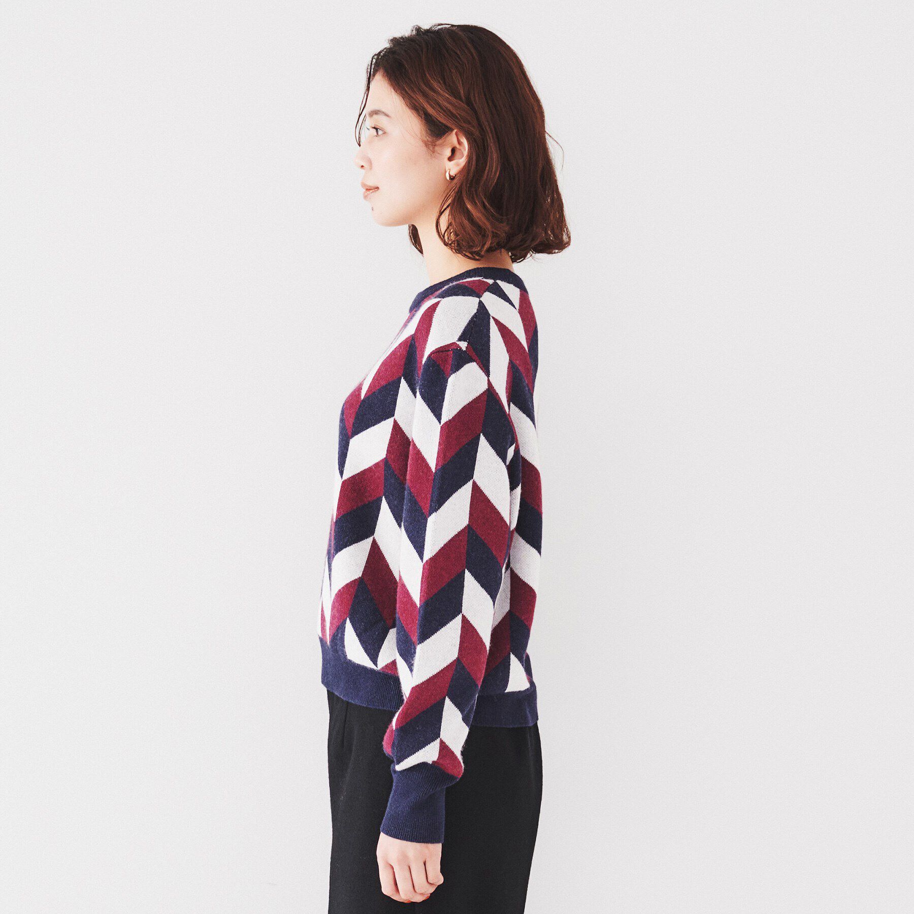 UNTITLED「【着映え/すっきり丈】ジオメトリック柄ジャカードニット」|ニット・セーター|