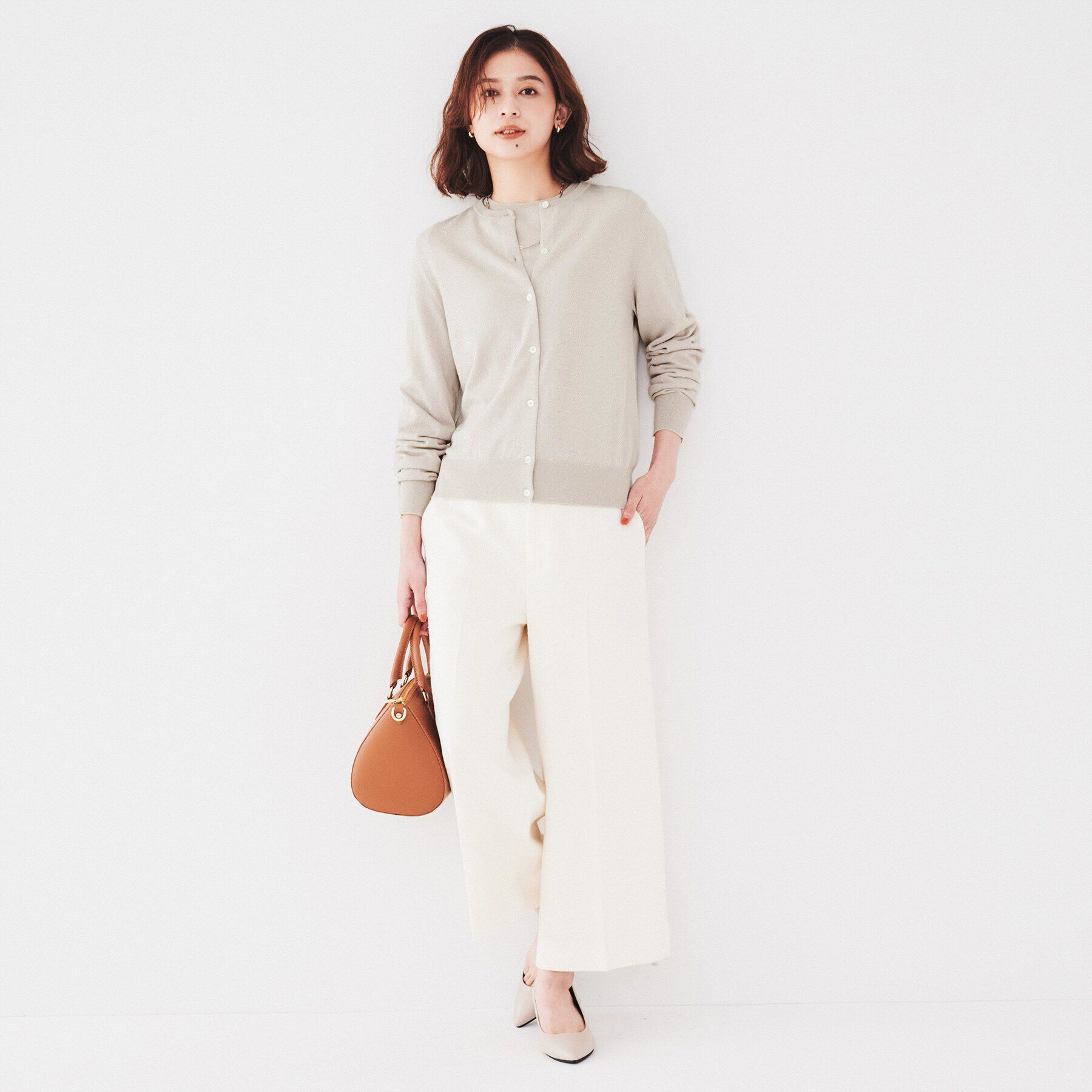 UNTITLED「ウール クルーネックニットカーディガン」|カーディガン|