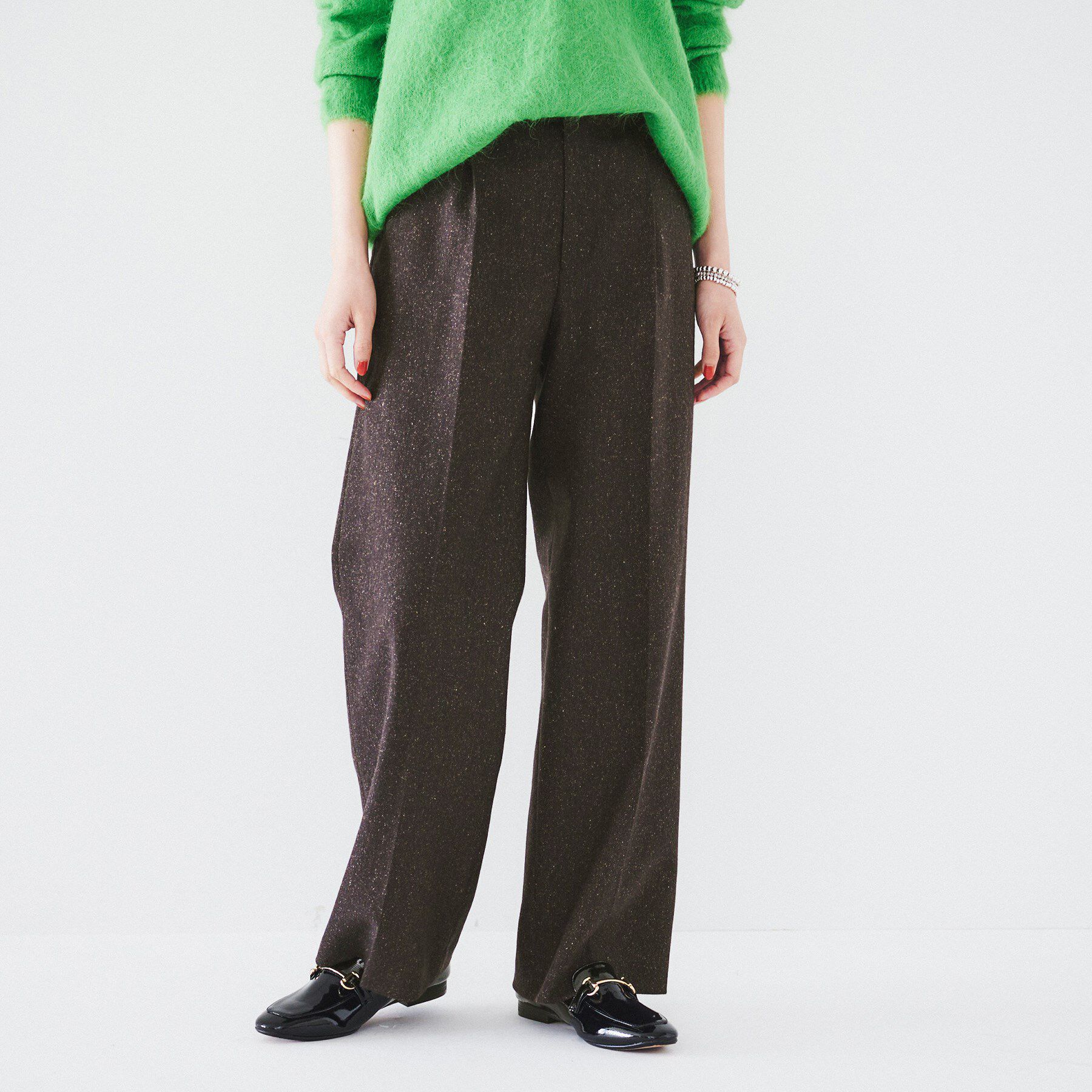 UNTITLED「【日本製/ストレート/センタープレス】ネップへリンボン ワイドパンツ」|その他|