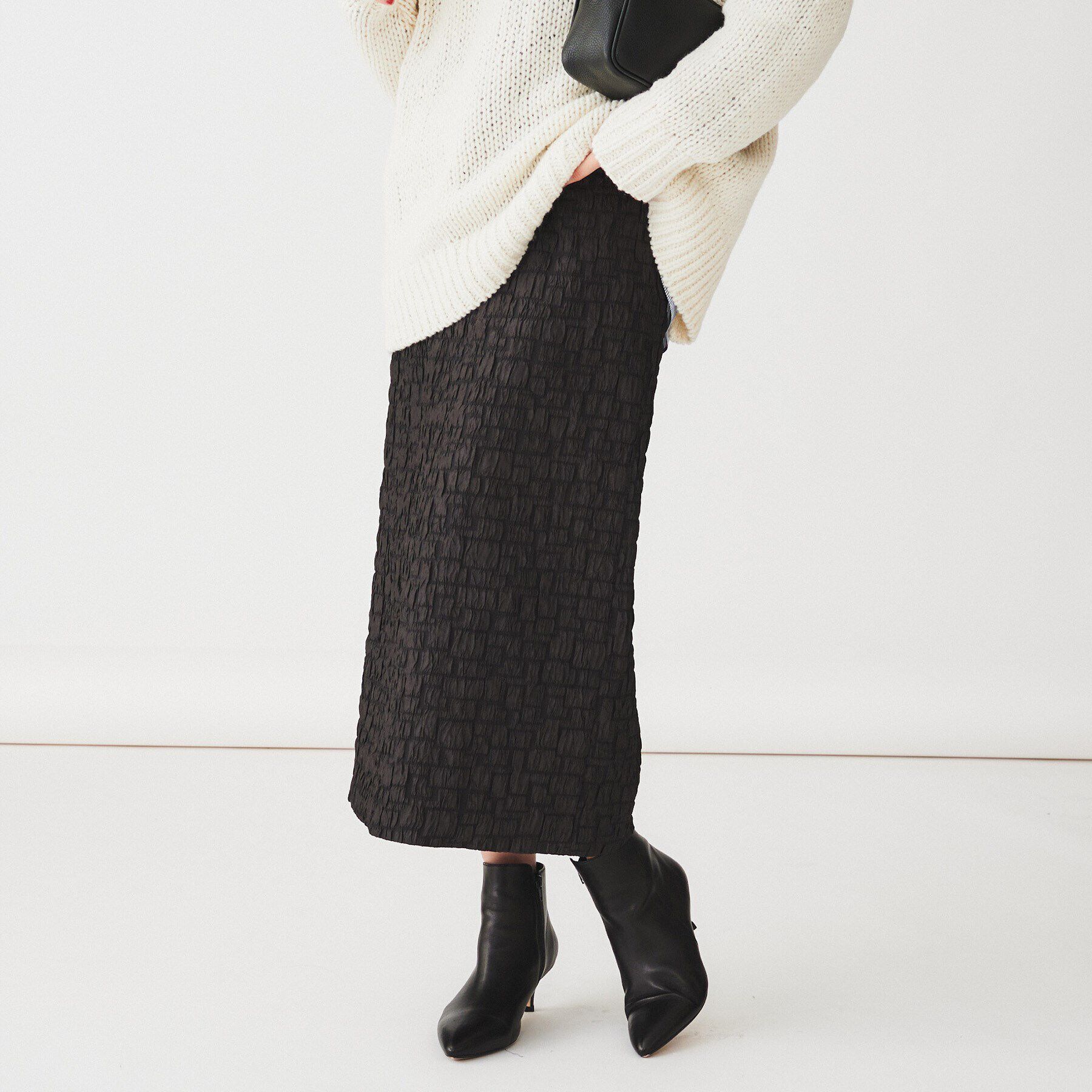 UNTITLED「【後ろウエストゴム/日本製/洗える】ブロック柄ジャカードナロースカート」|スカート|