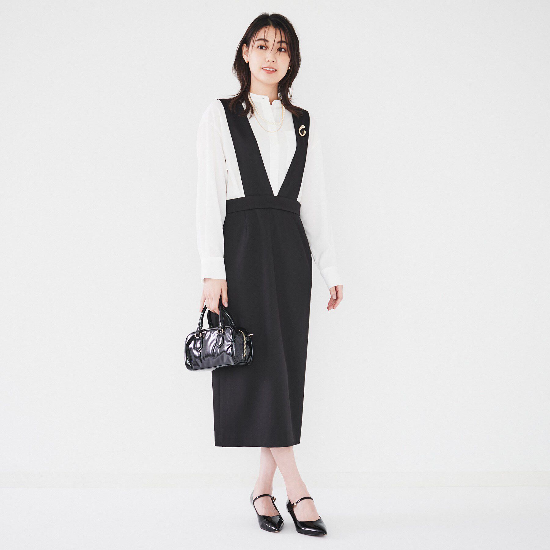 UNTITLED「【肩紐取り外し可/日本製/ミモレ丈】2WAYジャンパースカート」|スカート|