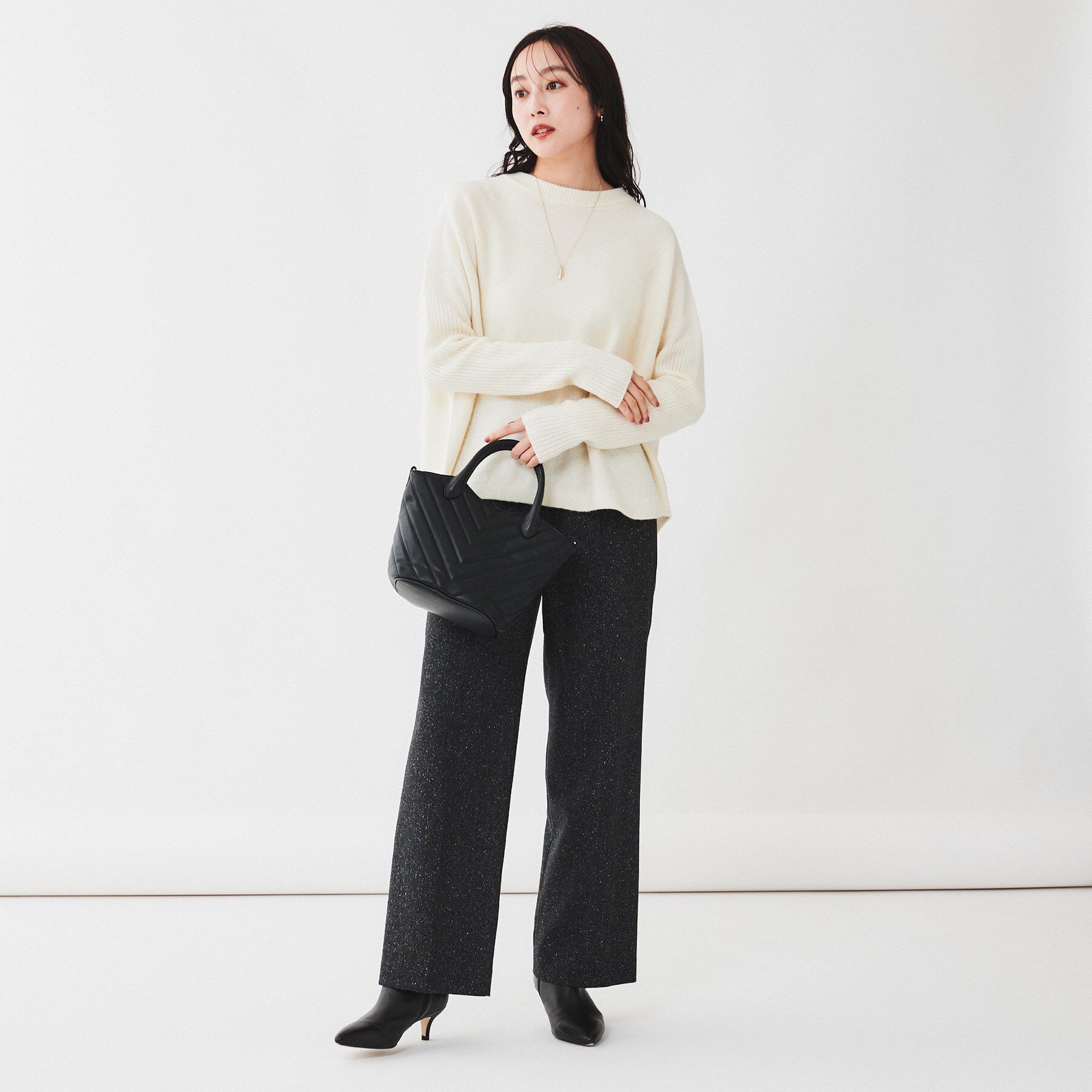 UNTITLED「ウールシルクカシミヤミックス ボートネックプルオーバーニット」|ニット・セーター|