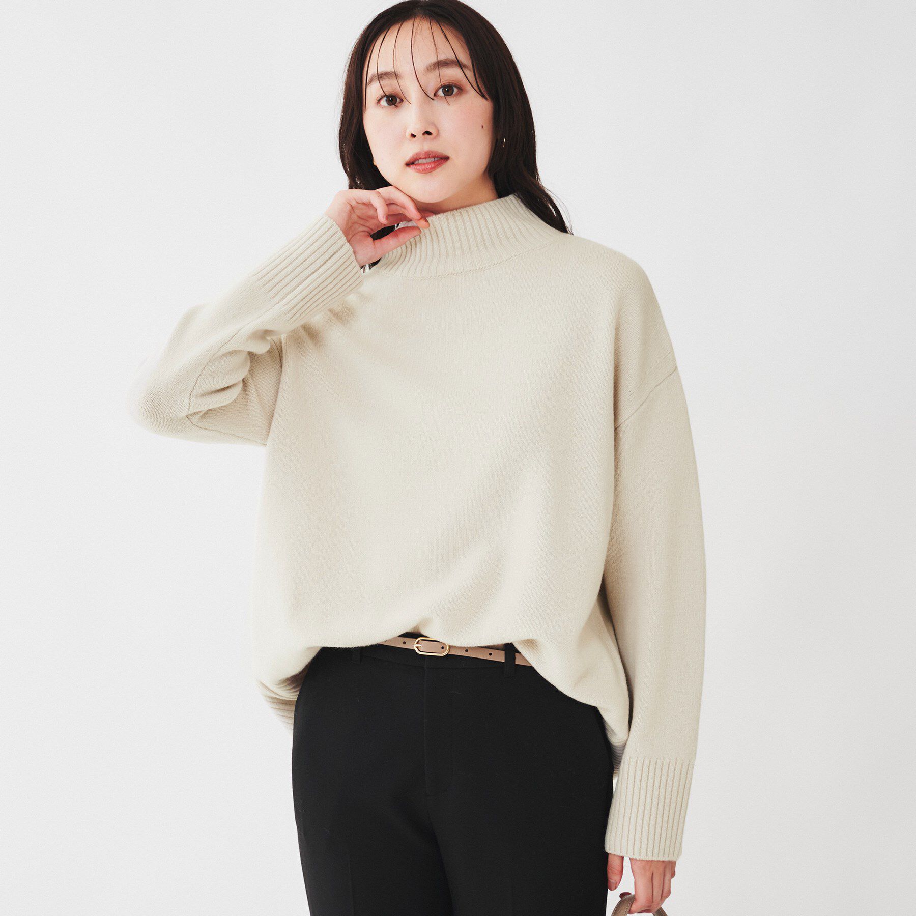 UNTITLED「ラムウールカシミヤ ボトルネックプルオーバーニット」|ニット・セーター|