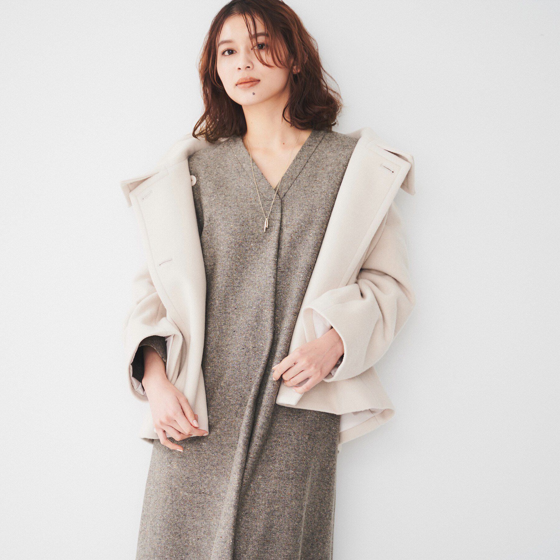 UNTITLED「【ポケット付/きれいめ】ネップツイード Aラインワンピース」|ワンピース|