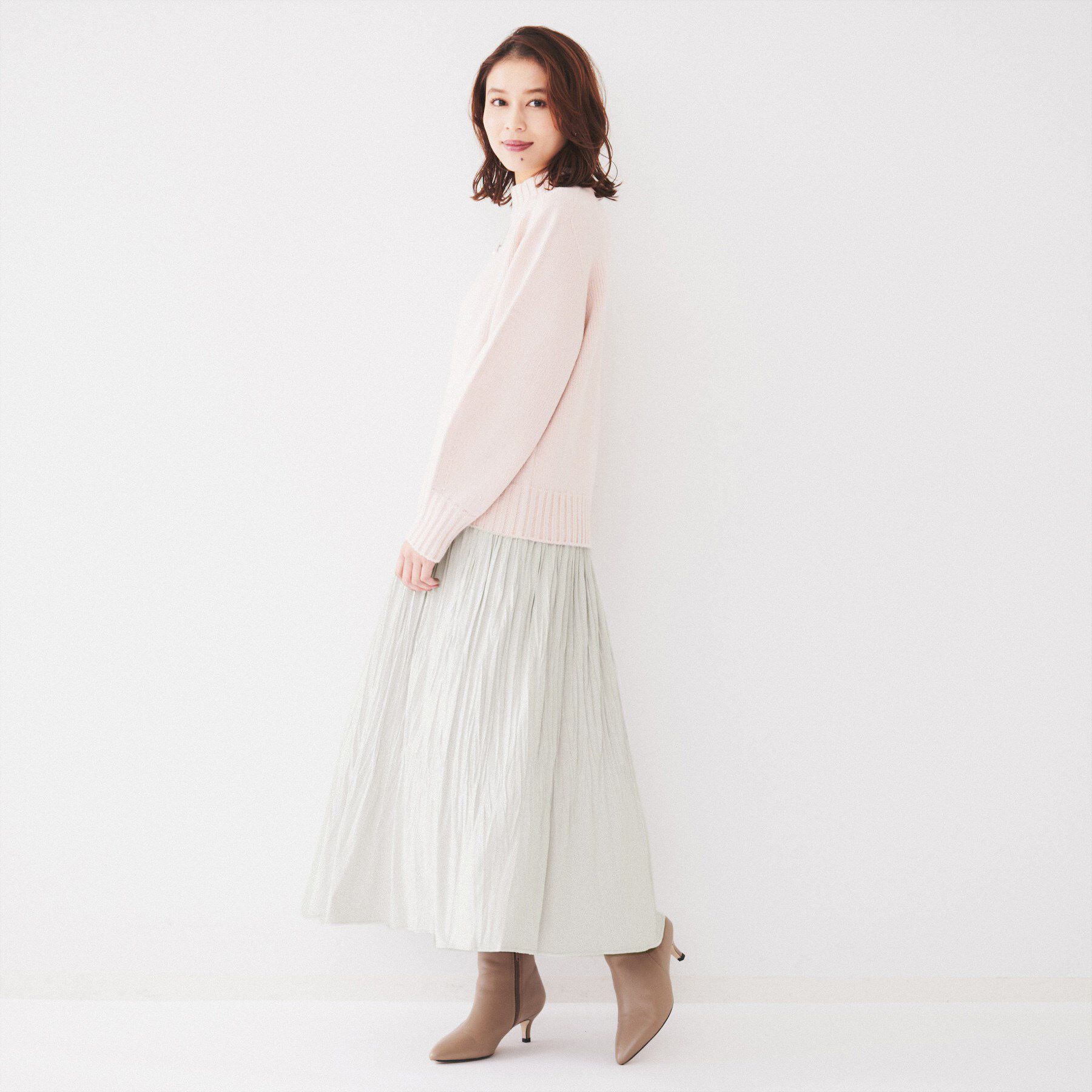 UNTITLED「【洗える/ウエストゴム】スエード調ランダムプリーツスカート」|スカート|