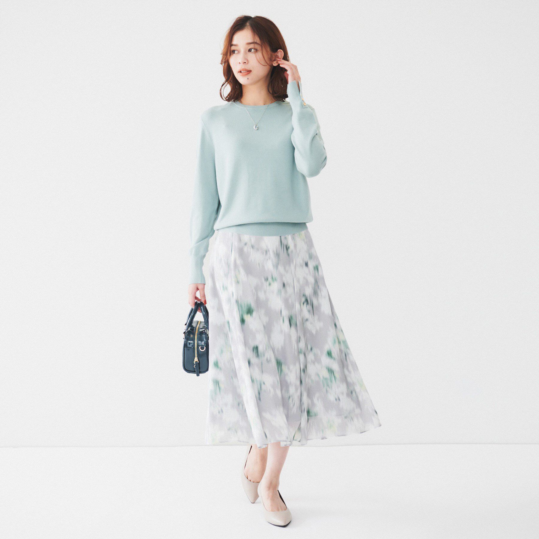 UNTITLED「【後ろウエストゴム/花柄】ぼかしフラワー プリントスカート」|スカート|