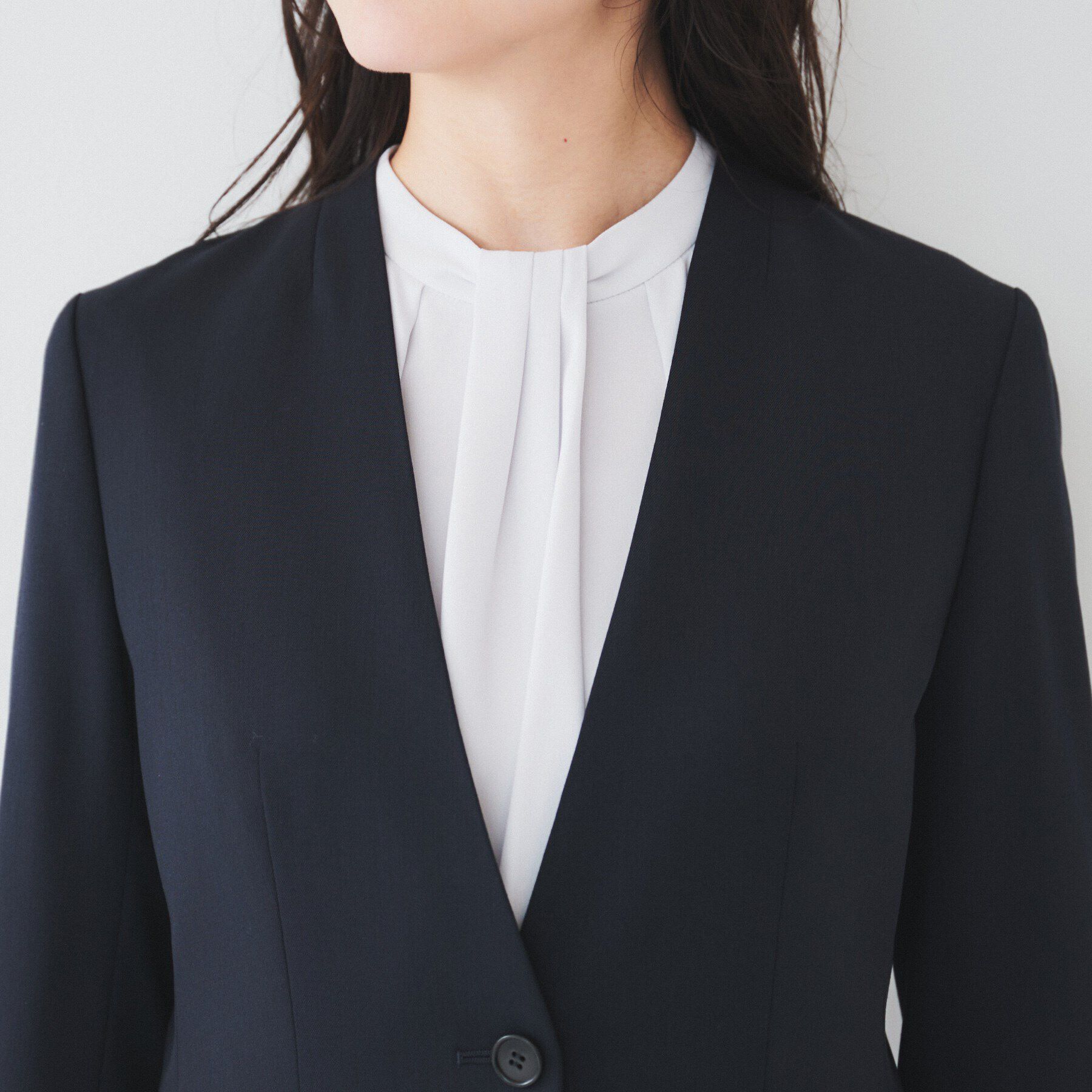 UNTITLED「レジェールギャバ 背抜きカラーレスジャケット」|ノーカラージャケット|