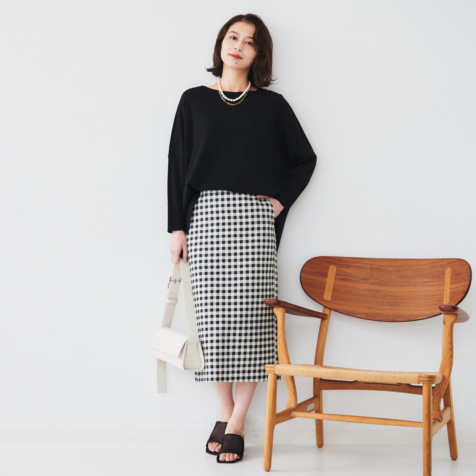 UNTITLED「【体型カバー/透けにくい】ワイドシルエットニット」|ニット・セーター|