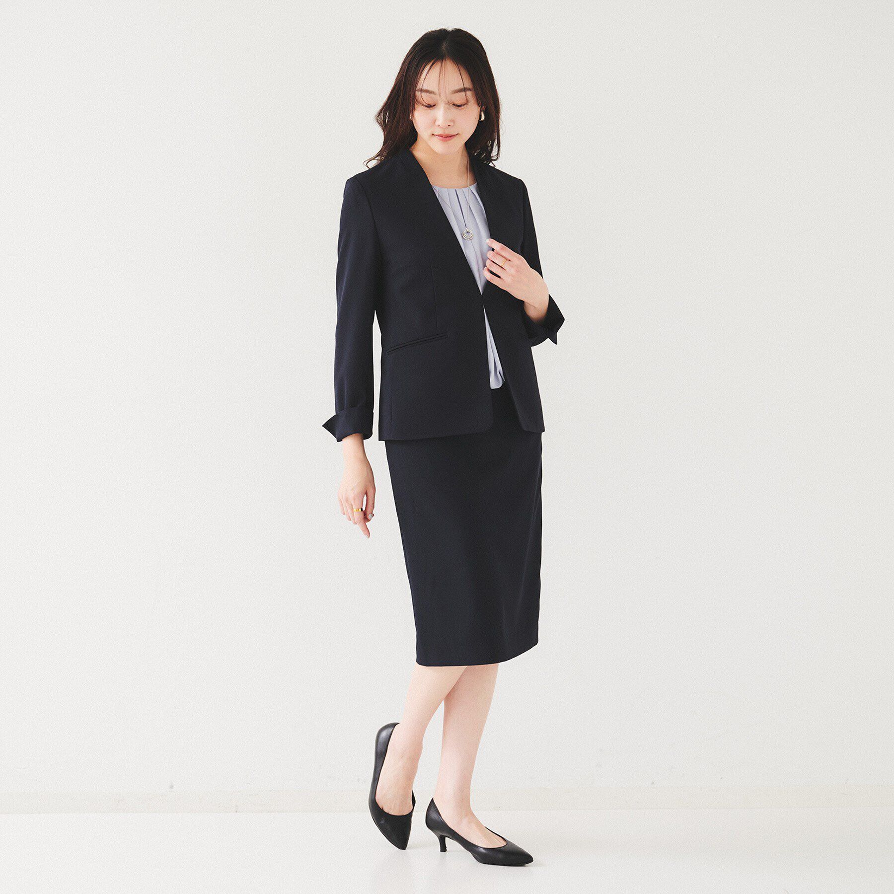 UNTITLED「【セットアップ可能】リネンライク カラーレスジャケット」|ノーカラージャケット|