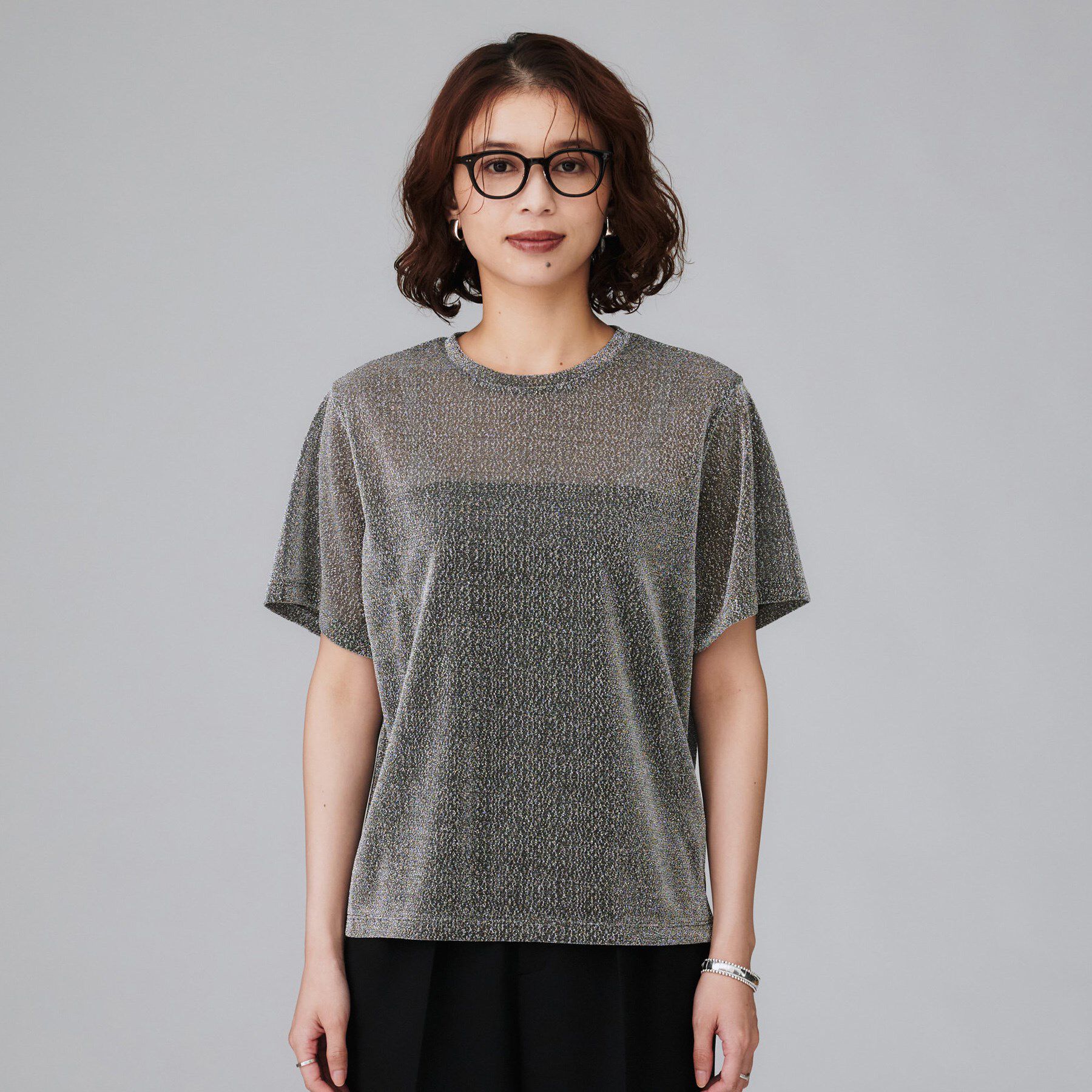 UNTITLED「【洗える】ラメシアーTシャツ」|Tシャツ・カットソー|