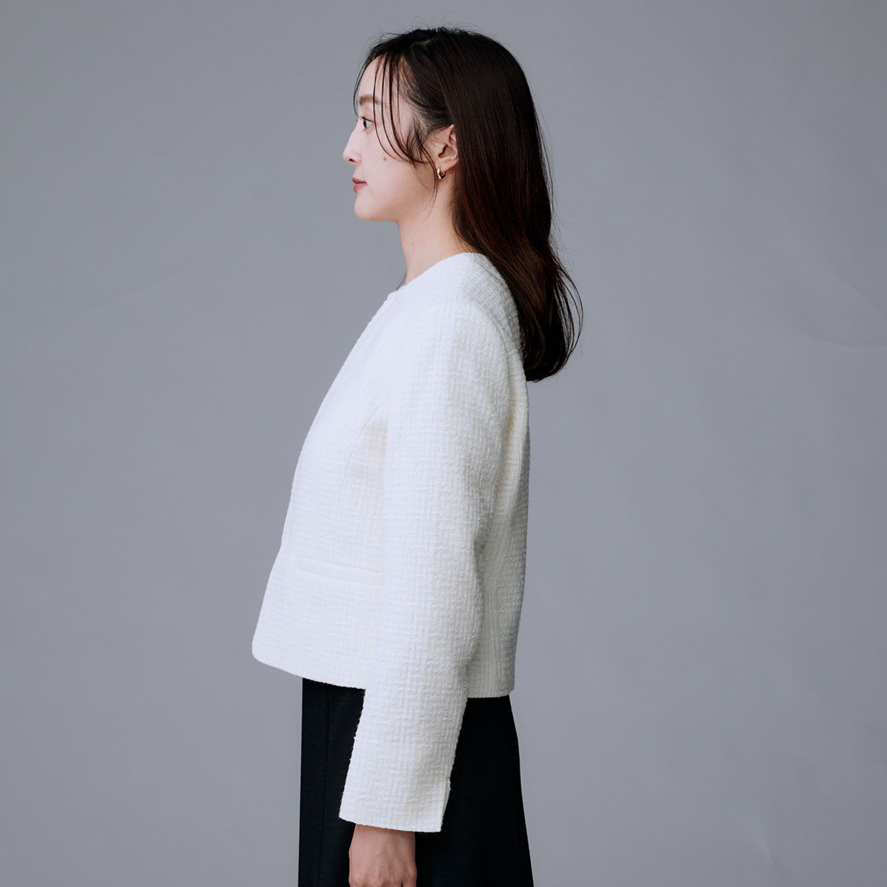 UNTITLED「【セットアップ可/フォーマル】ツイードジャケット」|ノーカラージャケット|