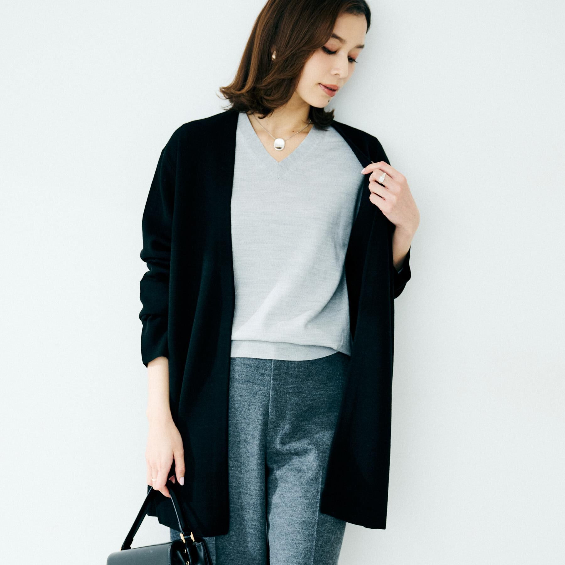 UNTITLED「【洗える/ボタンなし】ミラノリブカーディガン」|カーディガン|