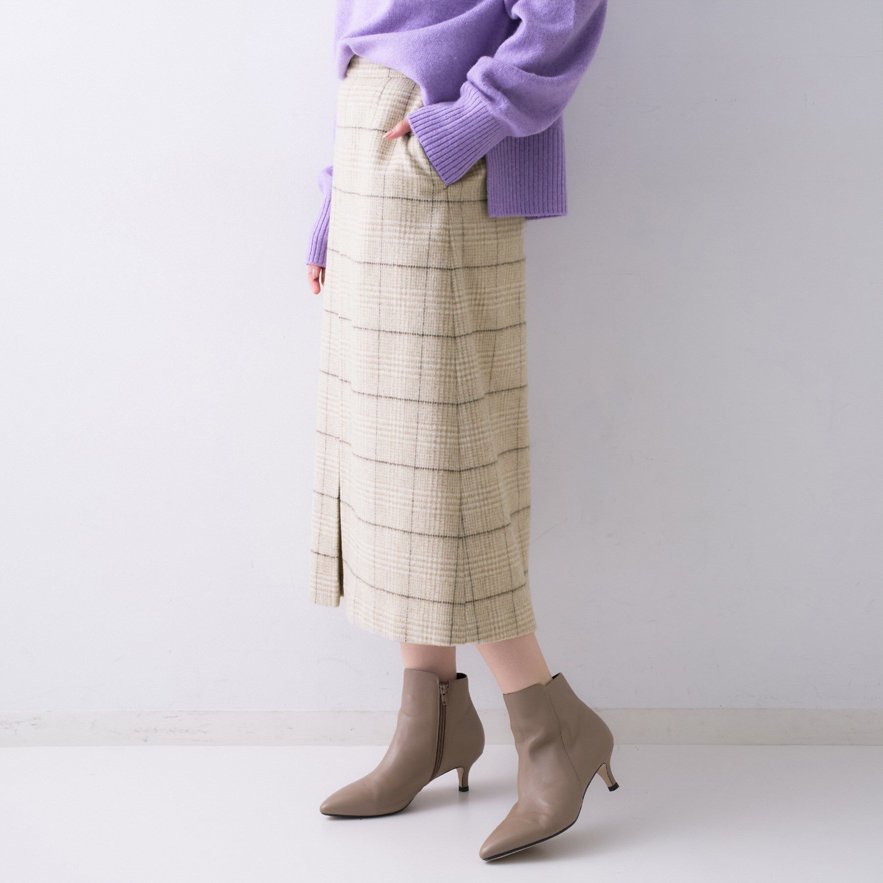 UNTITLED「【ふんわり/タイト見え】グレンチェックスカート」|スカート|