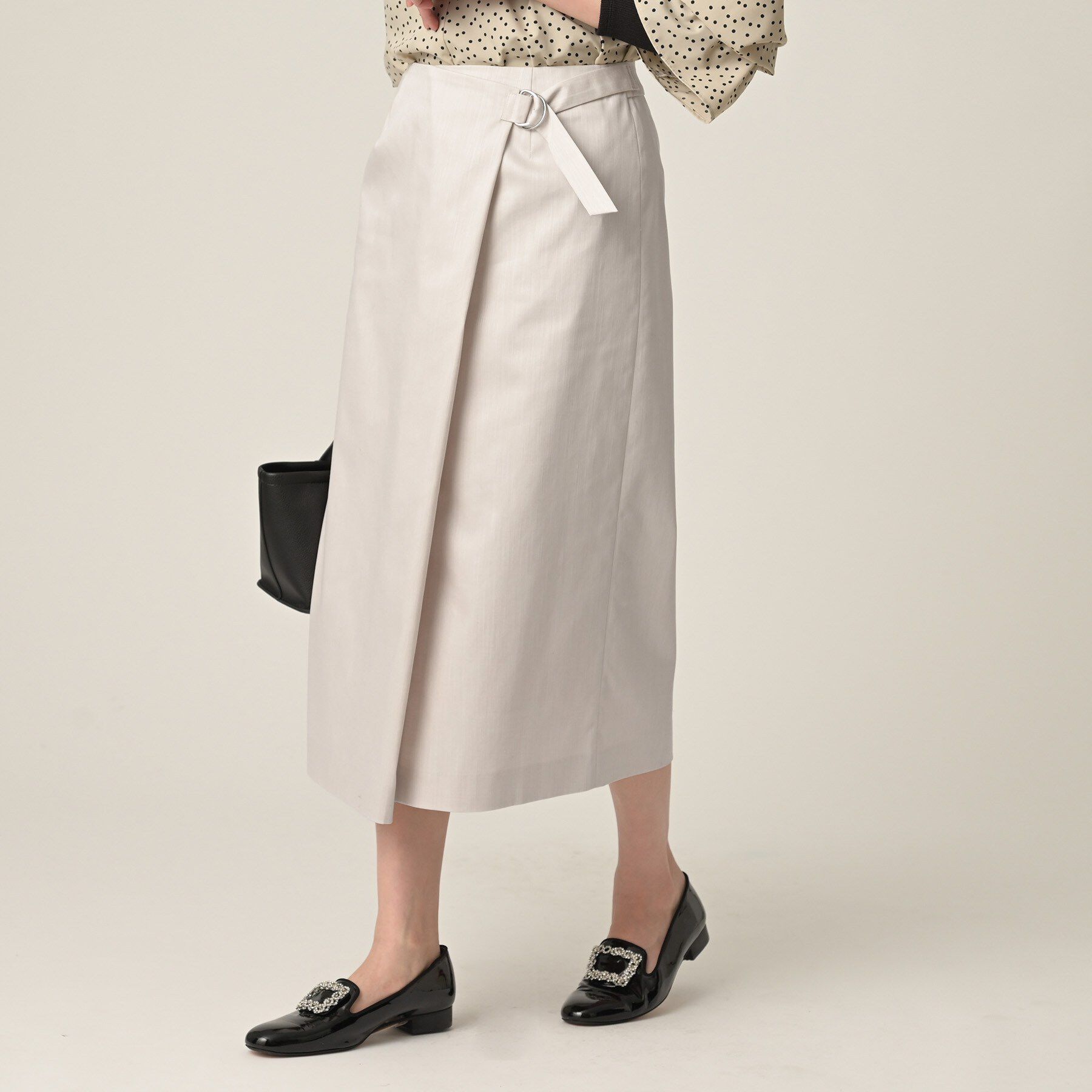 UNTITLED「【洗える/後ろウエストゴム】デニム調シャンブレーナロースカート」|スカート|