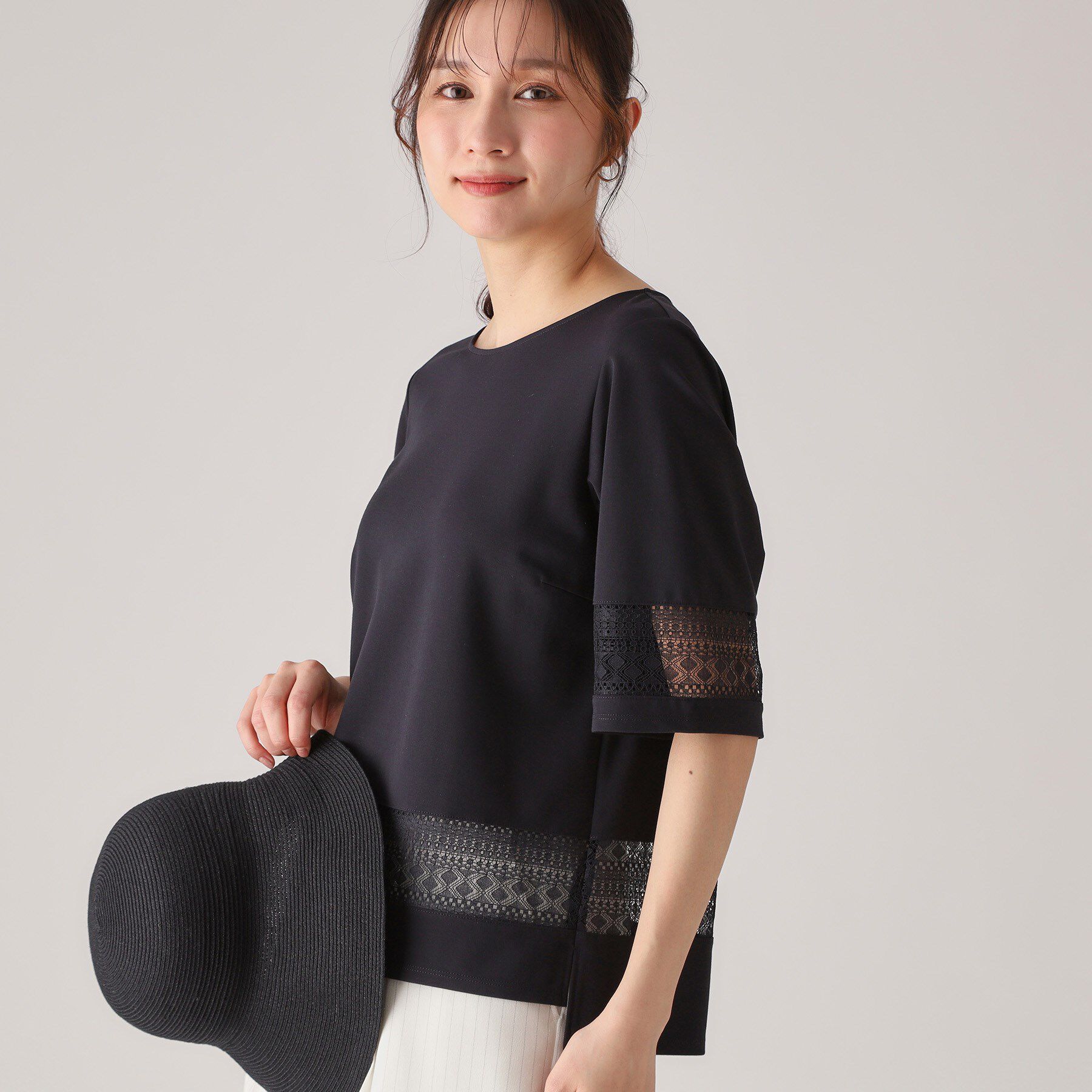 COUP DE CHANCE「【洗える／日本製】レース使いジャージトップス」|Tシャツ・カットソー|
