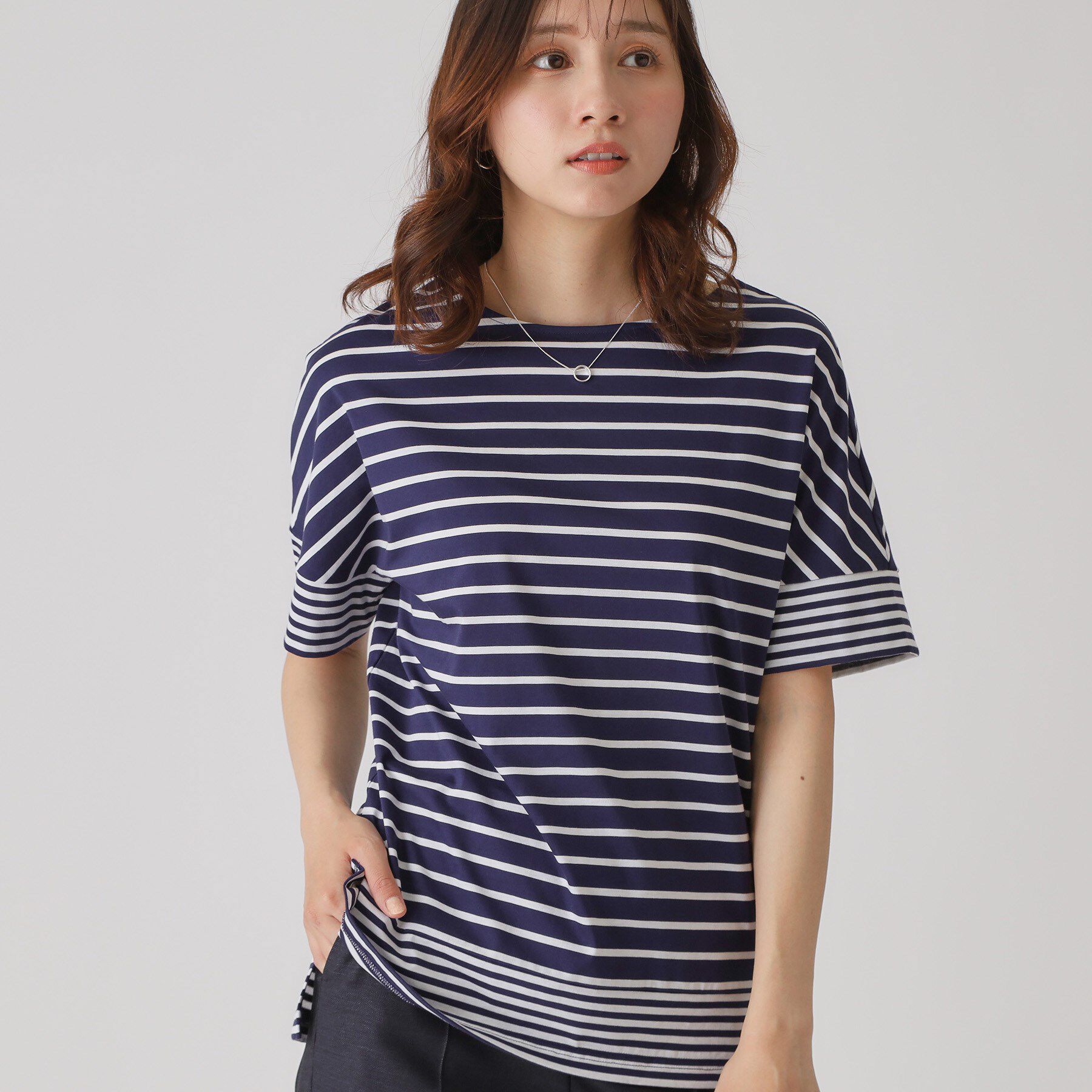 COUP DE CHANCE「【洗える／日本製】ボーダー切替デザイントップス」|Tシャツ・カットソー|