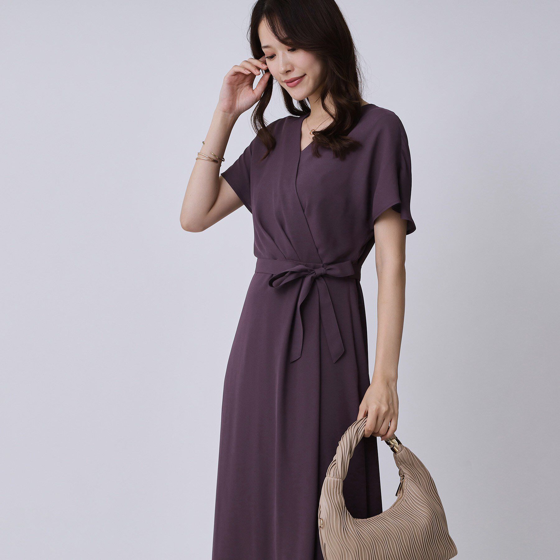 COUP DE CHANCE「【手洗い可／日本製】カシュクール風ワンピース」|ワンピース|