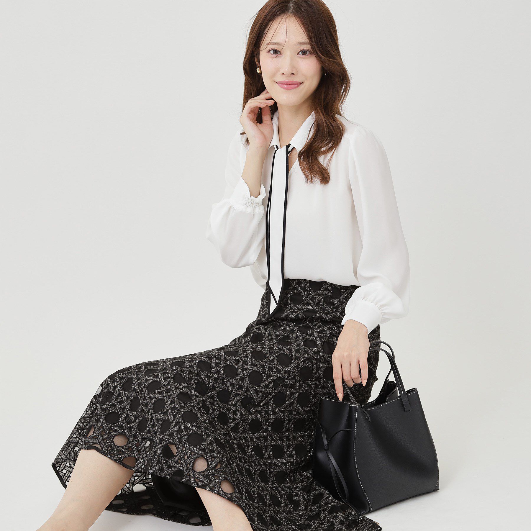 COUP DE CHANCE「【日本製】シアー刺繍のフレアースカート」|スカート|